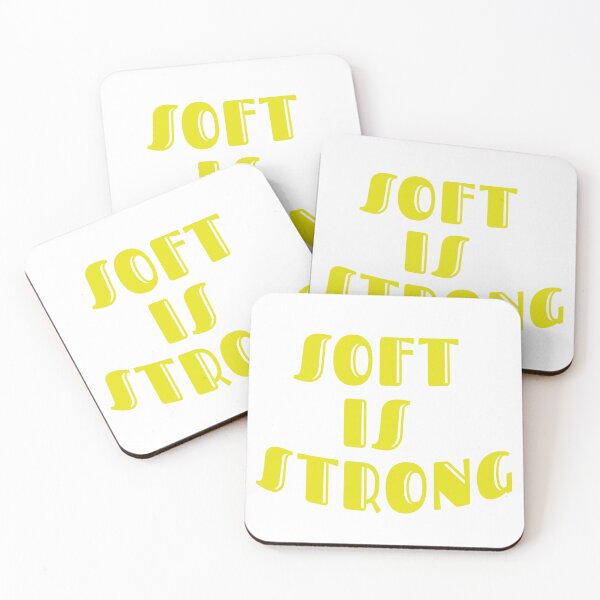 Item preview, Chunky 70s-style groovy lettering spells “SOFT IS STRONG” in warm retro colors with a subtle wavy stack on transparent background. designed and sold by DavidMay.