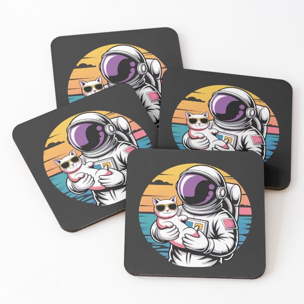 Item preview, Astronaut with Cat – Neon Summer Beach Space Design designed and sold by ColorSplash123.