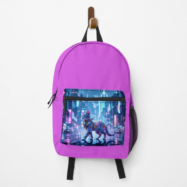 Item preview, Neon Dream Cat – surreal feline in futuristic city lights & cosmic reflections designed and sold by FotoworldEdel.