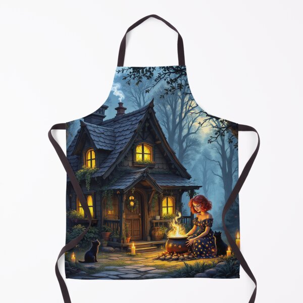 Item preview, Enchanting Witch and Glowing Woodland Cottage Illustration designed and sold by Ani-24.