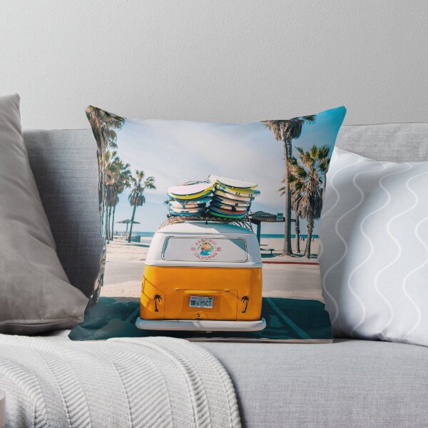 Combi van surf Throw Pillow