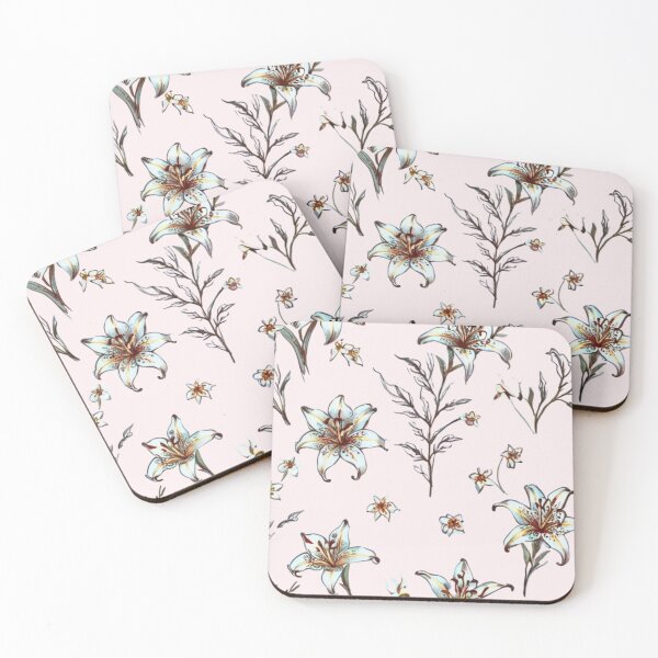 Item preview, pink  lilies in vintage style designed and sold by Nice-patterns.