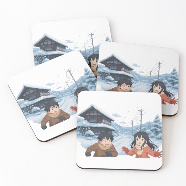 Item preview, Anime Snowy Winter Landscape with Two Characters Running designed and sold by OsasChild.