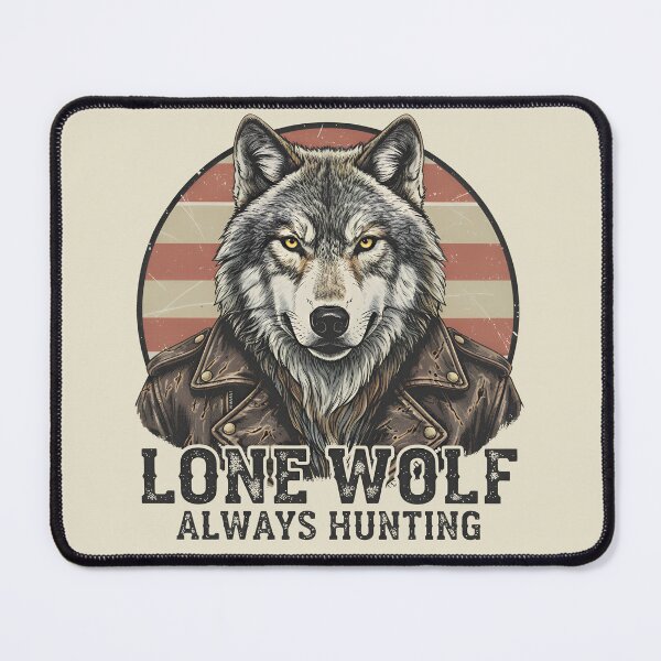 Item preview, Lone Wolf Always Hunting | Biker in Leather Jacket Vintage Art designed and sold by Imaginationbeyond.