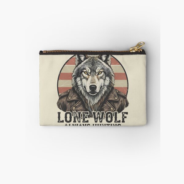 Item preview, Lone Wolf Always Hunting | Biker in Leather Jacket Vintage Art designed and sold by Imaginationbeyond.