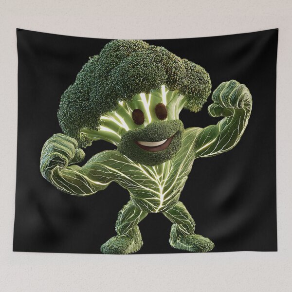 Item preview, healthyfood strong broccoli with beard designed and sold by CrunchyGoats.