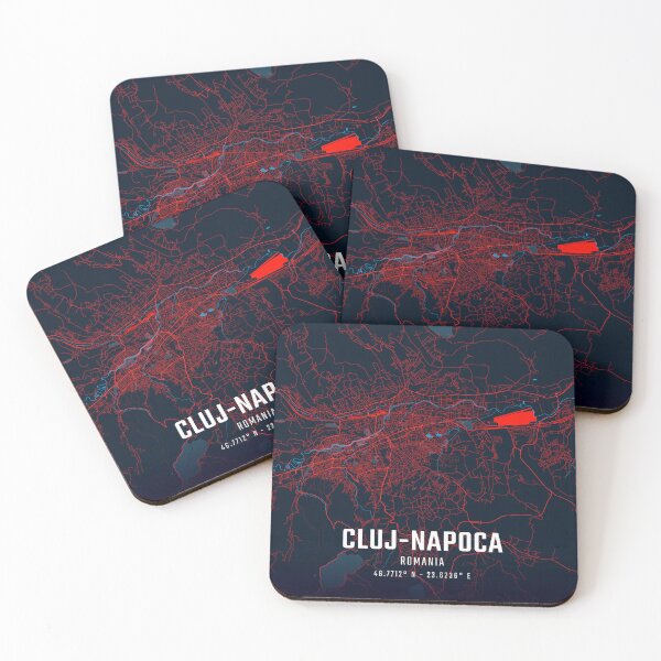 Item preview, Cluj-Napoca Red & Blue Minimalist Map designed and sold by HomeLivingCo.