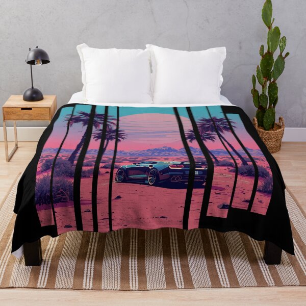 Item preview, 80s retro-futuristic landscape with palm trees and a sports car neon colors 4 designed and sold by Neon G.