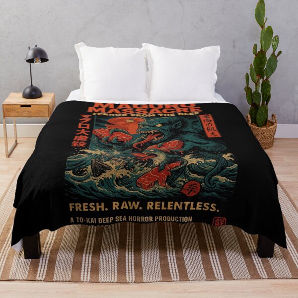 Item preview, Maguro Massacre – Retro Japanese Monster Kaiju Horror Poster, Vintage Halloween Ocean Nightmare designed and sold by DreamCraze.