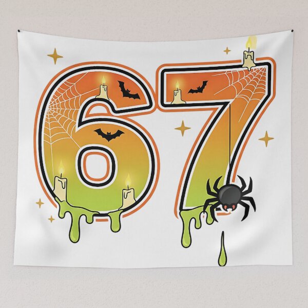 Item preview, Halloween 67 Number Spooky Pumpkin Spider Web Bat Candle Design designed and sold by ArtDesignTp.