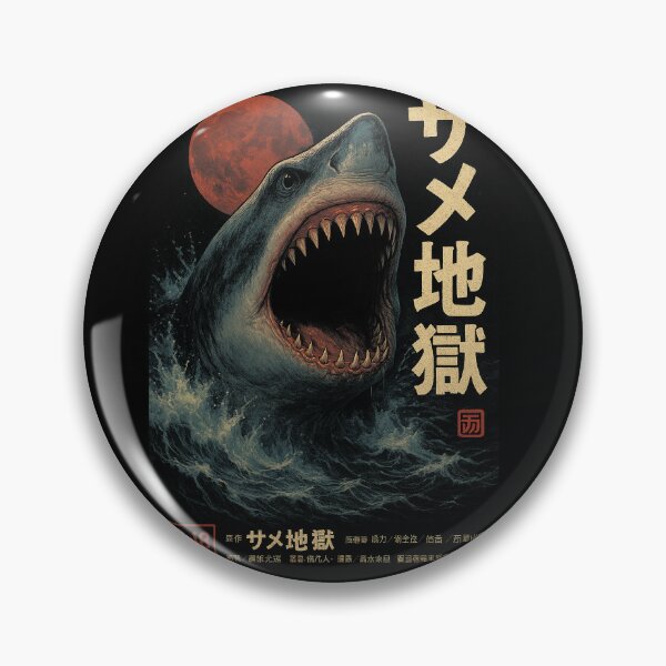 Artikelvorschau, Retro Japanisches Hai-Horrorfilmplakat – Vintage Grindhouse Halloween Monster Ocean Terror Art entworfen und verkauft von DreamCraze.