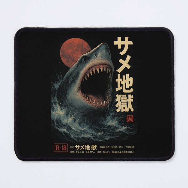 Artikelvorschau, Retro Japanisches Hai-Horrorfilmplakat – Vintage Grindhouse Halloween Monster Ocean Terror Art entworfen und verkauft von DreamCraze.