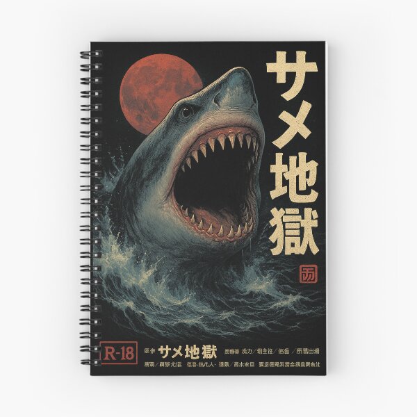 Artikelvorschau, Retro Japanisches Hai-Horrorfilmplakat – Vintage Grindhouse Halloween Monster Ocean Terror Art entworfen und verkauft von DreamCraze.