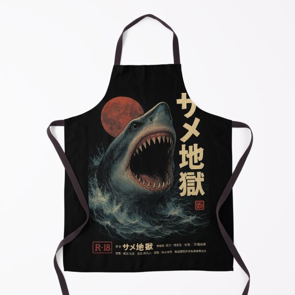 Artikelvorschau, Retro Japanisches Hai-Horrorfilmplakat – Vintage Grindhouse Halloween Monster Ocean Terror Art entworfen und verkauft von DreamCraze.