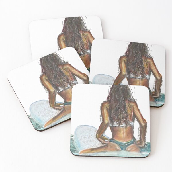 Item preview, Surfer Girl Pastel Drawing designed and sold by emilyrosealcockart.