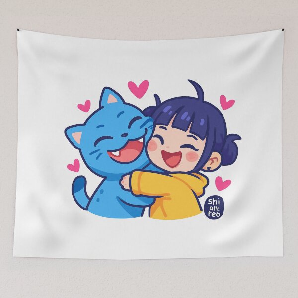 Item preview, Kpop Demon Hunters Blue Cat Hugging Chibi Girl designed and sold by nighto-0W.