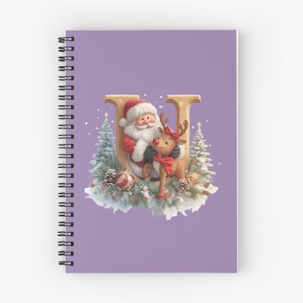 Item preview, Santa & Reindeer Monogram Letter U – Cute Personalized Christmas Holiday Alphabet Gift designed and sold by AmenAlways.