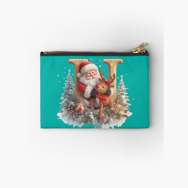 Item preview, Santa & Reindeer Monogram Letter U – Cute Personalized Christmas Holiday Alphabet Gift designed and sold by AmenAlways.