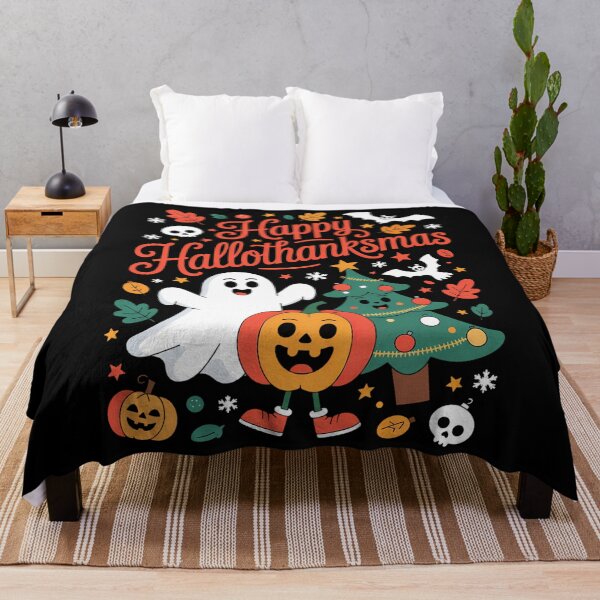 Item preview, Happy Hallothanksmas Halloween Thanksgiving Christmas designed and sold by LunaCrazeArt.