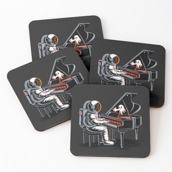 Item preview, Astronaut with Phantom Piano – Halloween Neon Haunted Space Design designed and sold by ColorSplash123.