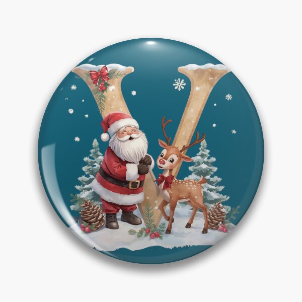 Item preview, Santa & Reindeer Monogram Letter V – Whimsical Personalized Christmas Holiday Alphabet Gift designed and sold by AmenAlways.