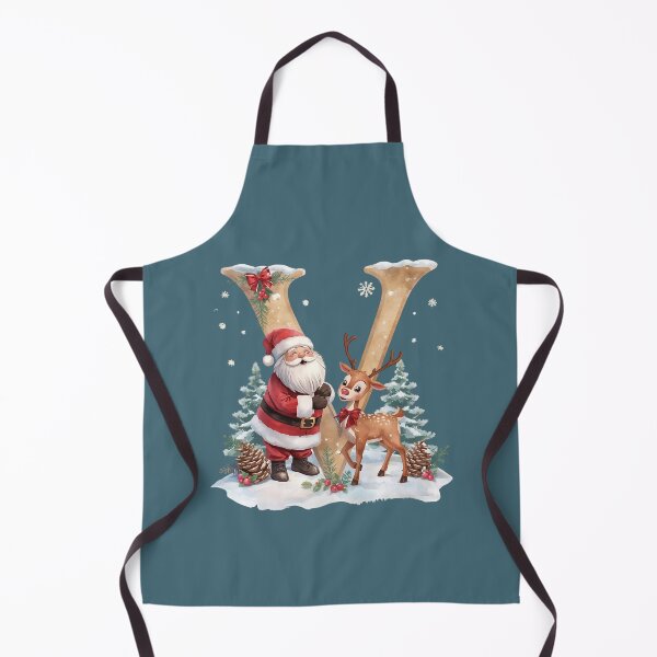 Item preview, Santa & Reindeer Monogram Letter V – Whimsical Personalized Christmas Holiday Alphabet Gift designed and sold by AmenAlways.