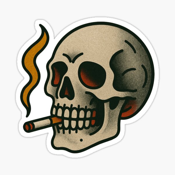 skull smoking a cigarette tattoo Smoke And Skulls Tattoos Merch & Gifts for Sale