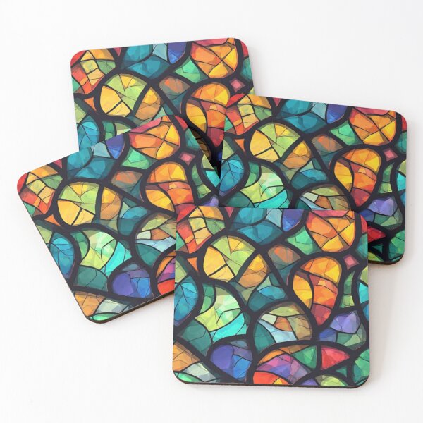 Item preview, Abstract Stained Glass Mosaic – Colorful Curved Geometric Design designed and sold by Virtuals1.