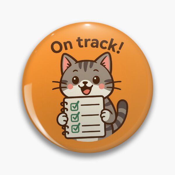 Item preview, On Track Checklist Cat Sticker designed and sold by Yuliya Brush.