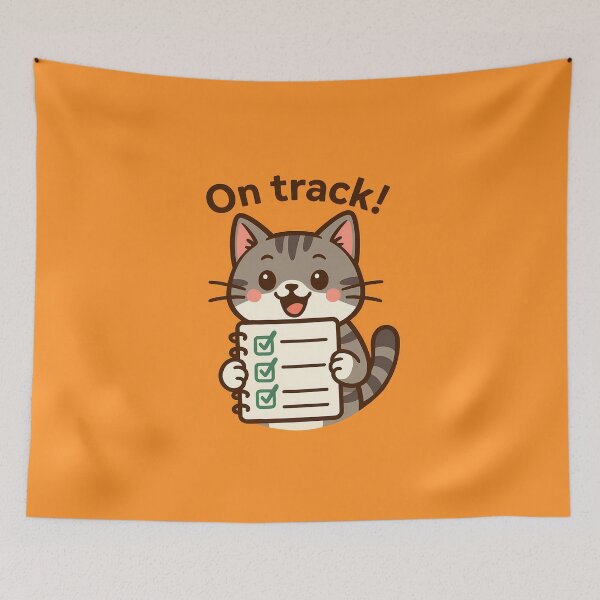 Item preview, On Track Checklist Cat Sticker designed and sold by Yuliya Brush.