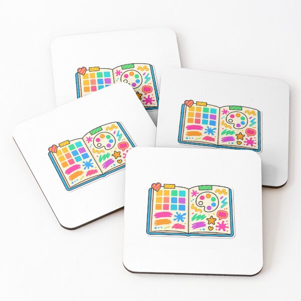 Item preview, Open schoolbook illustration featuring colorful art supplies, AI generated designed and sold by dvoevnore.