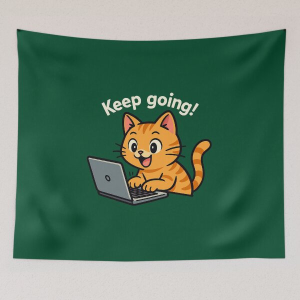 Item preview, Keep Going Motivational Cat Sticker designed and sold by Yuliya Brush.