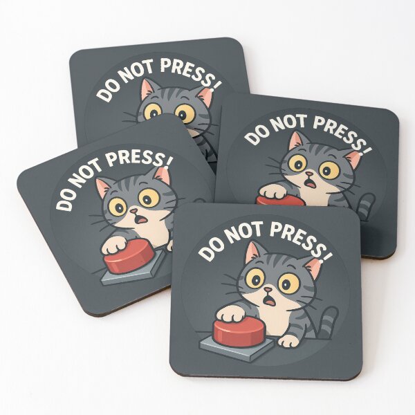 Item preview, Do Not Press Button Cat Sticker designed and sold by Yuliya Brush.