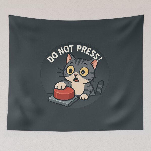 Item preview, Do Not Press Button Cat Sticker designed and sold by Yuliya Brush.