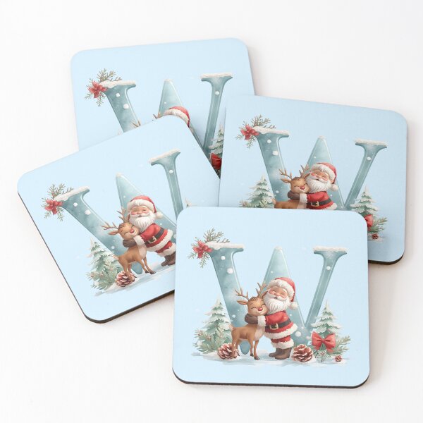 Item preview, Santa & Reindeer Monogram Letter W – Festive Personalized Christmas Holiday Alphabet Gift designed and sold by AmenAlways.