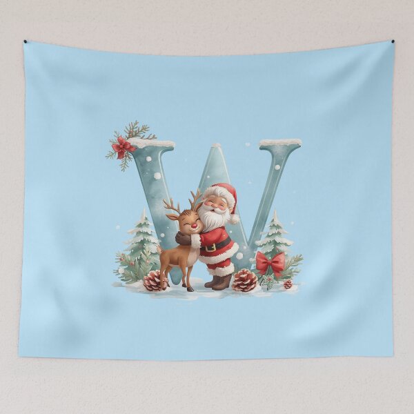 Item preview, Santa & Reindeer Monogram Letter W – Festive Personalized Christmas Holiday Alphabet Gift designed and sold by AmenAlways.