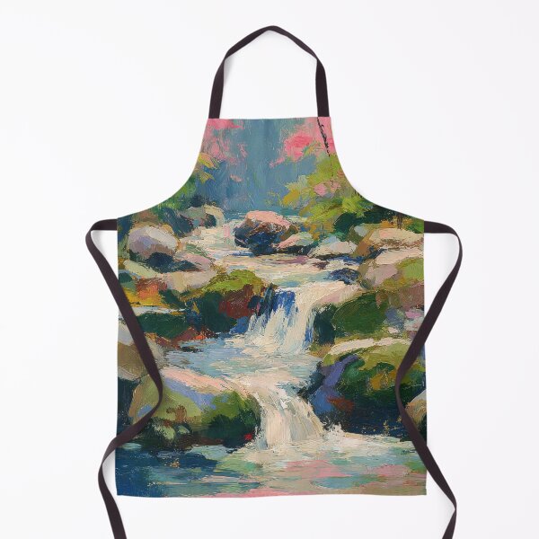 Item preview, Impressionist forest waterfall oil painting designed and sold by ArtHouseNiklas.