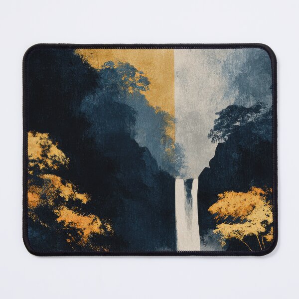 Item preview, Retro Waterfall Poster Gold Accents designed and sold by ArtHouseNiklas.