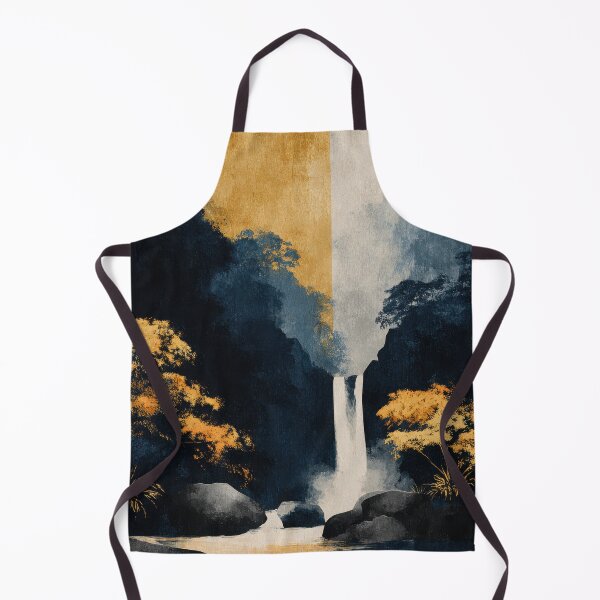 Item preview, Retro Waterfall Poster Gold Accents designed and sold by ArtHouseNiklas.