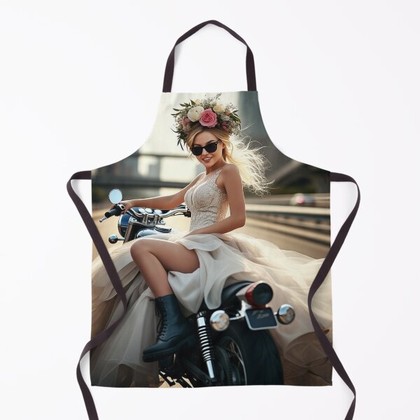 Item preview, Bride on Motorcycle with Floral Crown in Elegant Gown — Urban Bridal Fashion Portrait designed and sold by AnTartstudios.