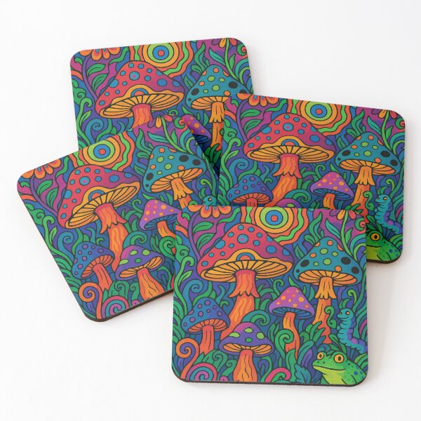 Item preview, Psychedelic Mushroom Dreamscape – Colorful mushroom artwork in retro style designed and sold by Gaia-Style.