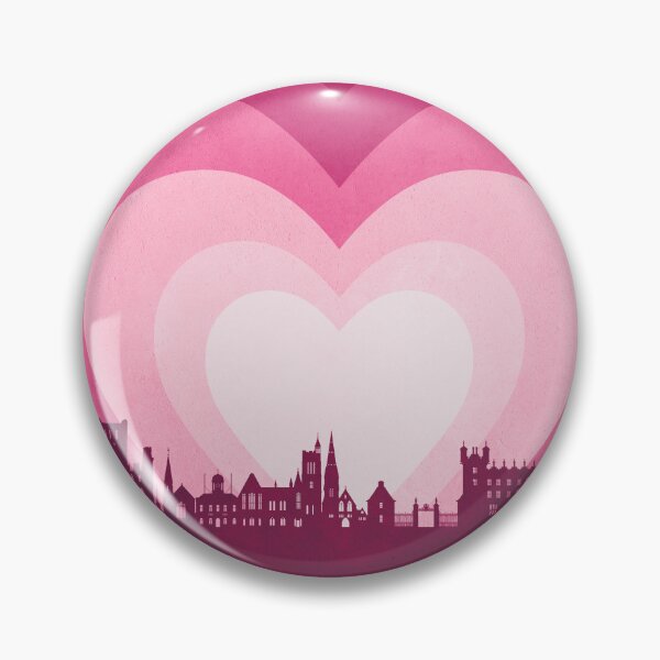 Item preview, Kelso Scotland Skyline Hearts Pink designed and sold by ArtPrints.