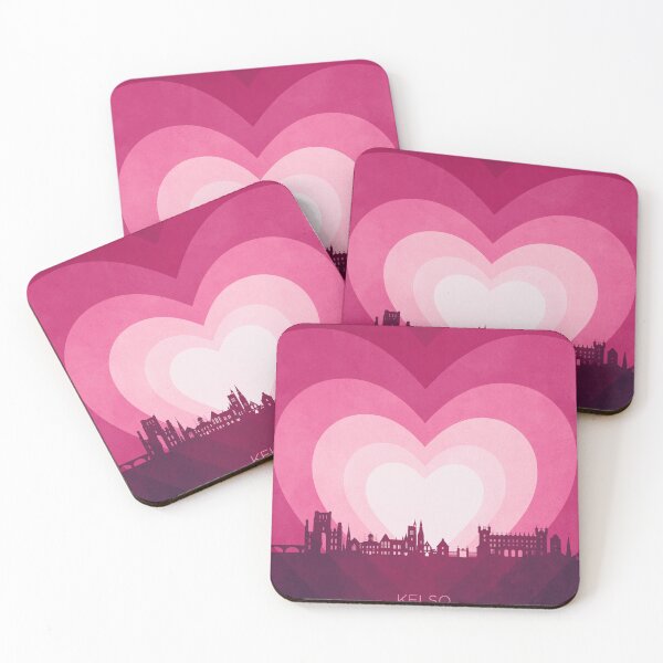 Item preview, Kelso Scotland Skyline Hearts Pink designed and sold by ArtPrints.