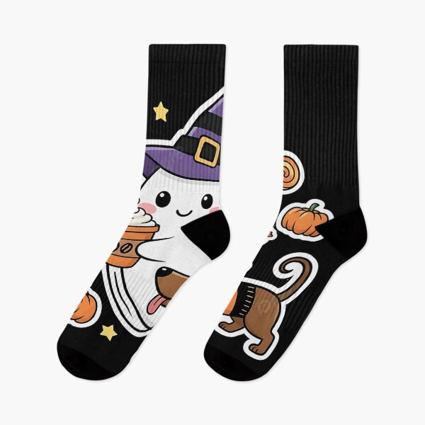 Item preview, Cute Ghost with Dachshund Halloween Dog Candy Pumpkin Design designed and sold by ArtDesignTp.