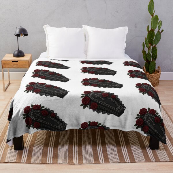 Item preview, Coffin adorned with red roses and ornate gothic patterns, Halloween theme, AI generated designed and sold by dvoevnore.