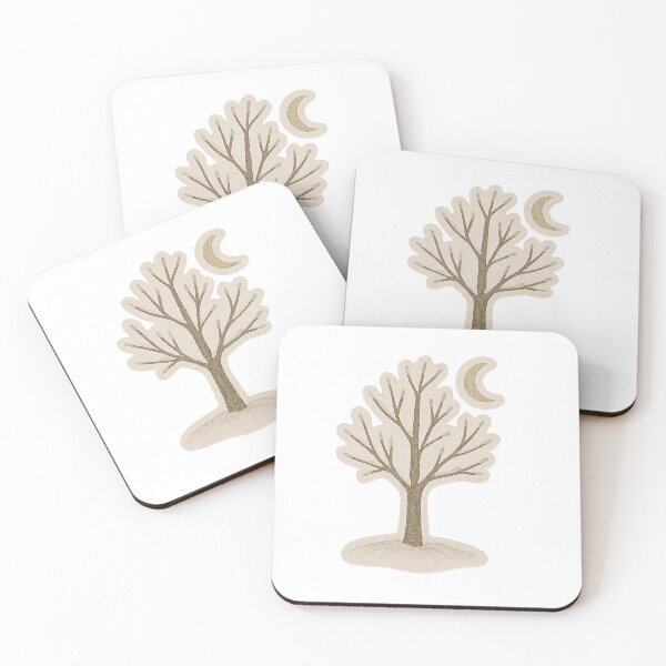 Item preview, Winter tree with bare branches and crescent moon, isolated wabi sabi style, AI generated designed and sold by dvoevnore.