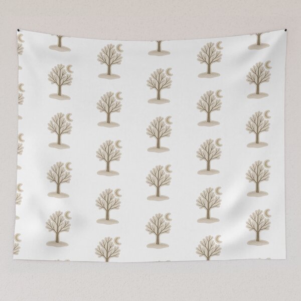 Item preview, Winter tree with bare branches and crescent moon, isolated wabi sabi style, AI generated designed and sold by dvoevnore.