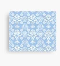 Blue and White Damask Pattern Canvas Print