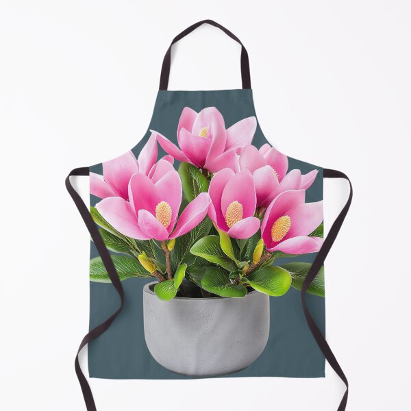 Item preview, Pink magnolia flowers in gray pot designed and sold by MamaDong.