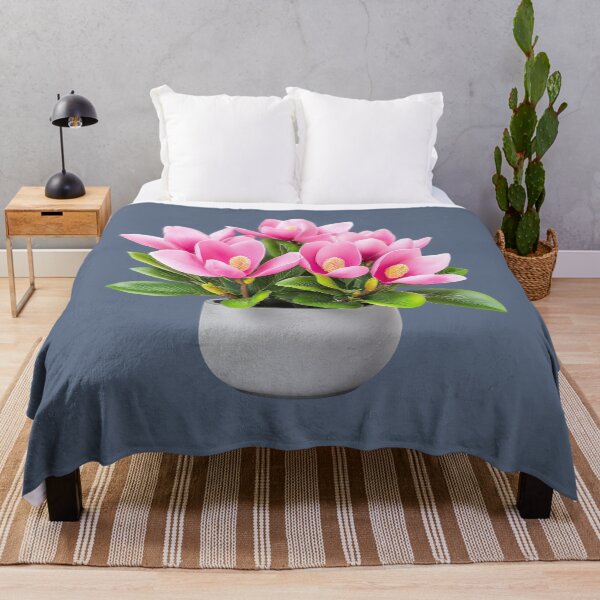 Item preview, Pink magnolia flowers in gray pot designed and sold by MamaDong.